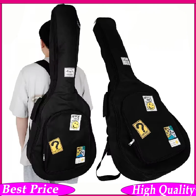 

41-дюймовый водонепроницаемый чехол-рюкзак для гитары, черный, из ткани Оксфорд с защитой от разрывов, с двойными лямками, для электрогитар и акустических гитар
