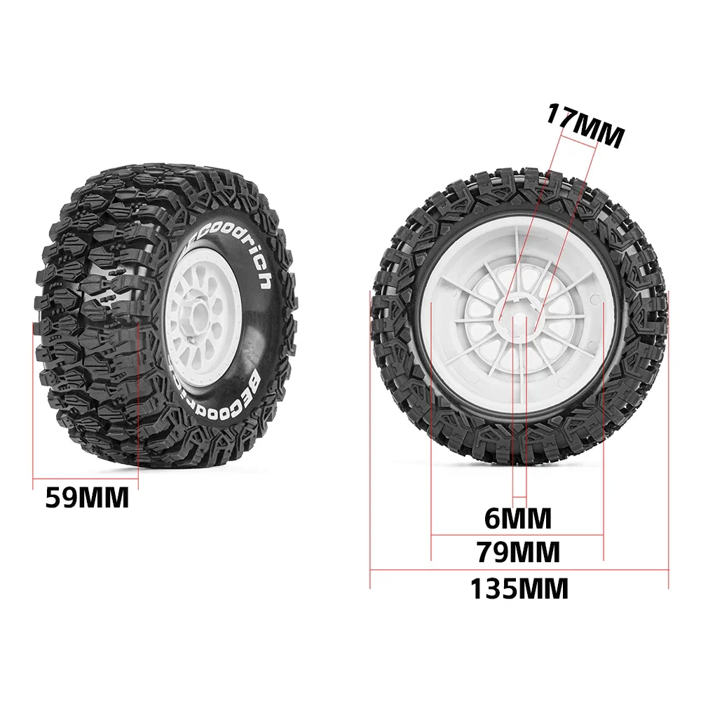 PYFORE LT18095 - 4 stuks RC Cars Off-road korte vrachtwagenbanden voor 1/7 TRAXXAS UDR 85086 - 4