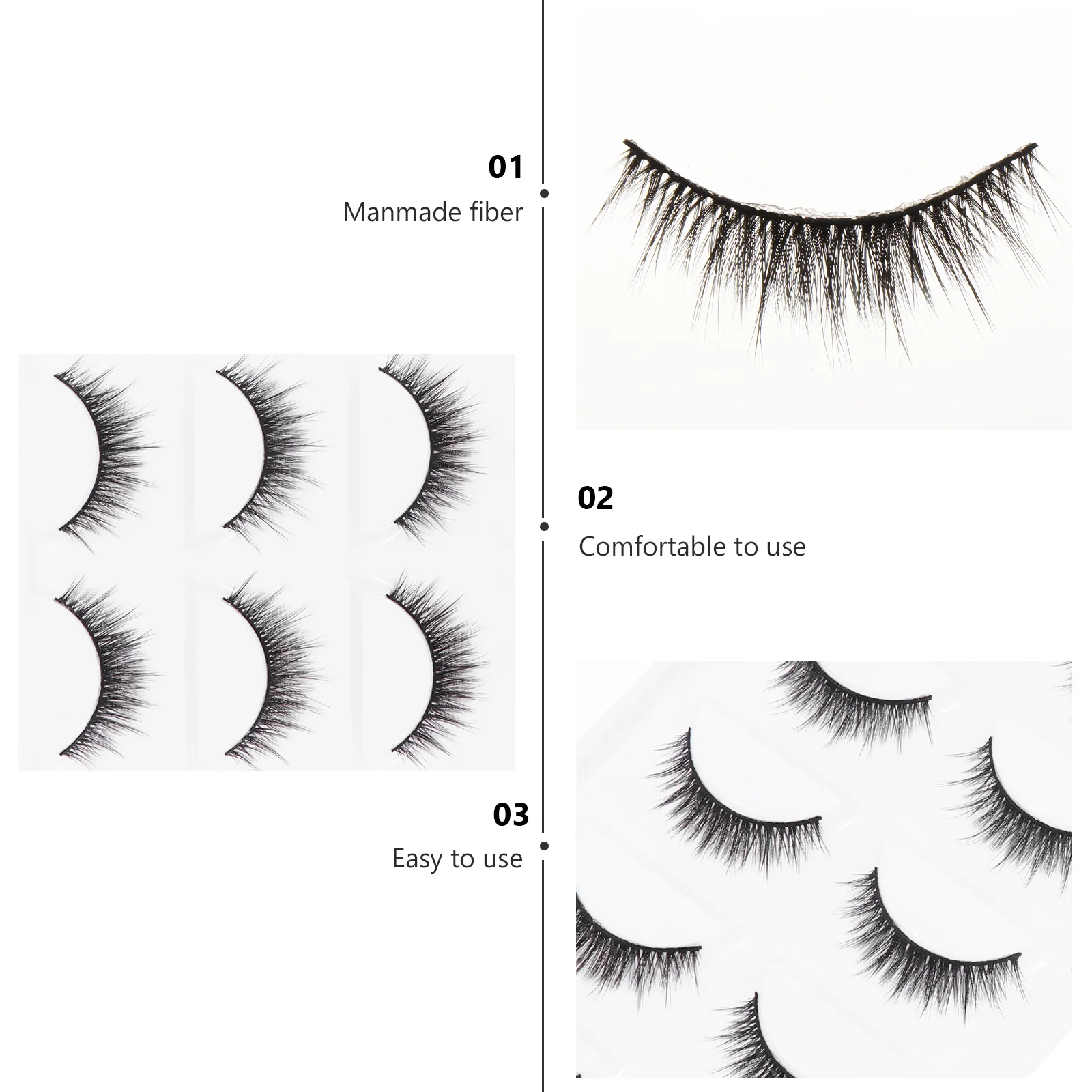 5 paar meest modieuze valse wimpers, volledig natuurlijk ogend, uitstekende lengte, breedte, dagelijks feestgebruik, kunstmatige vezels, comfortabel dun