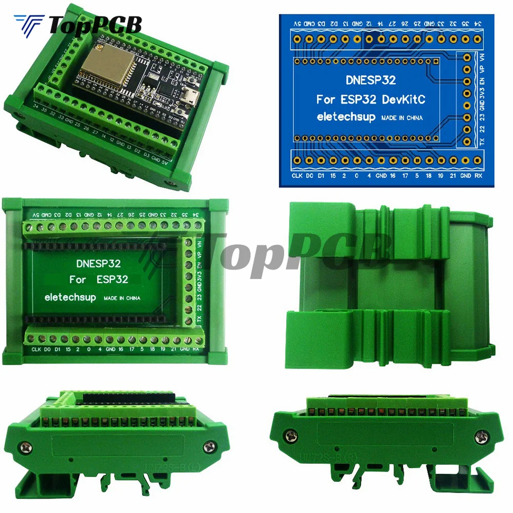 DIN Rail Mount Screw Terminal Block Adapter Module 3.96 Connector For ESP32S ESP-WROOM-32 DevKitC ESP32 WIFI Ethernet PLC