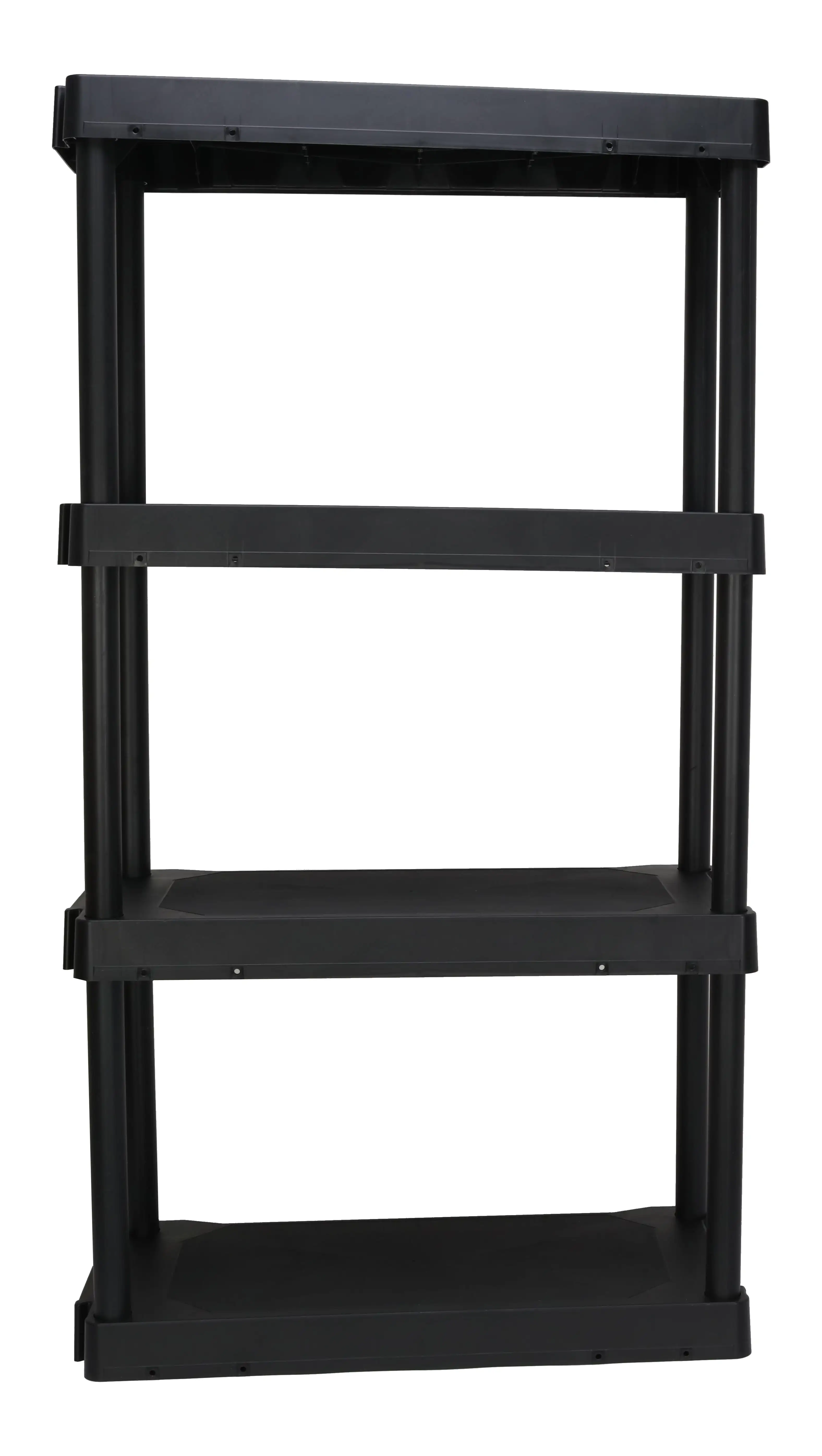 

Hyper Tough Plastic 4-Tier Storage Shelves 47.6"H x 21.75"W x 14"D, 240lb Total Capacity, Black