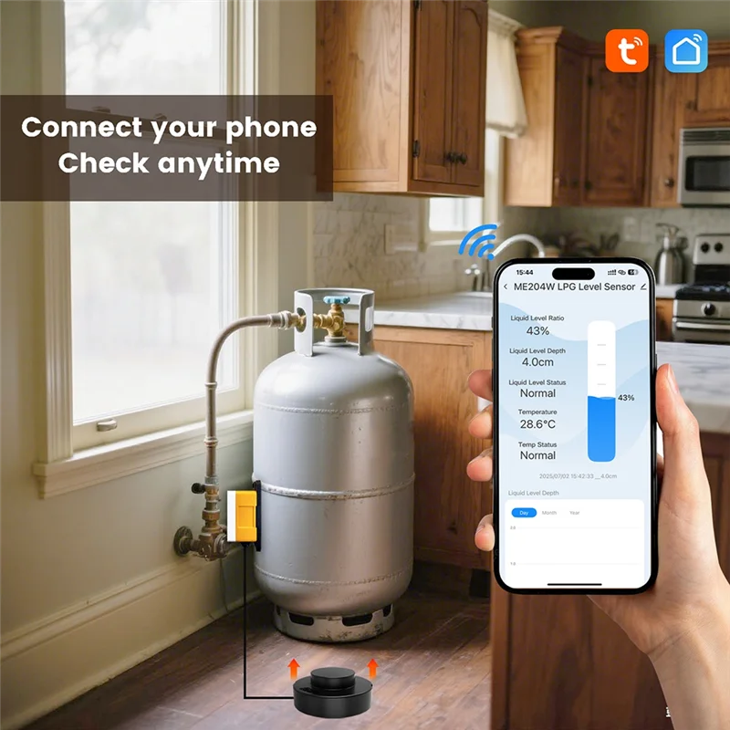 Abac-tuya 300m me204r rf433 detector de gás display led portátil dispositivo casa inteligente medidor tanque gás lgp tanque medida 1m/50kg