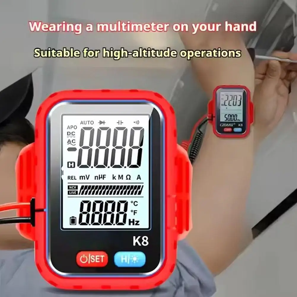 Mini orologio digitale multimetro tester ad alta precisione per lavori ad alta quota test di resistenza e continuità ricaricabili N8X7