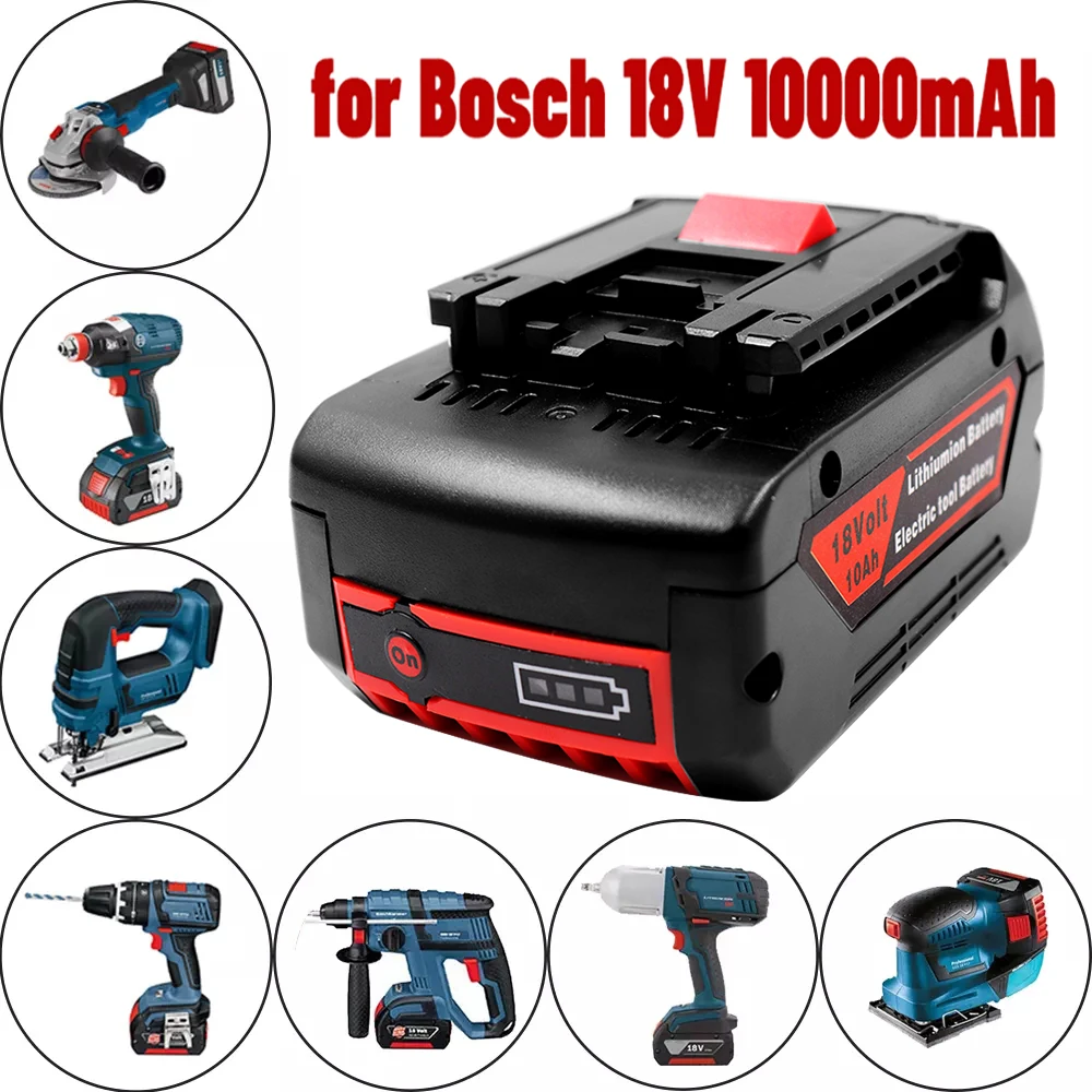 New 18V 10000mAh Rechargeable 18650 Lithium-Ion Battery. For Bosch GBA18V GSR18V BAT618 BAT619 Replace Electric Tool Battery