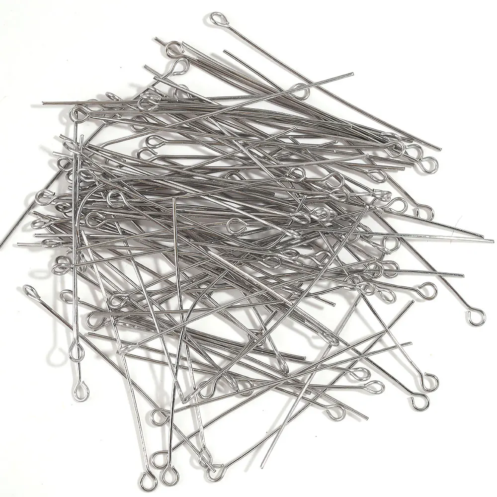 100pcs Eye Head Pins For Jewelry Making Supplies DIY Stainless Steel Eye Pins Headpins For Jewelry Findings Making DIY Supplies