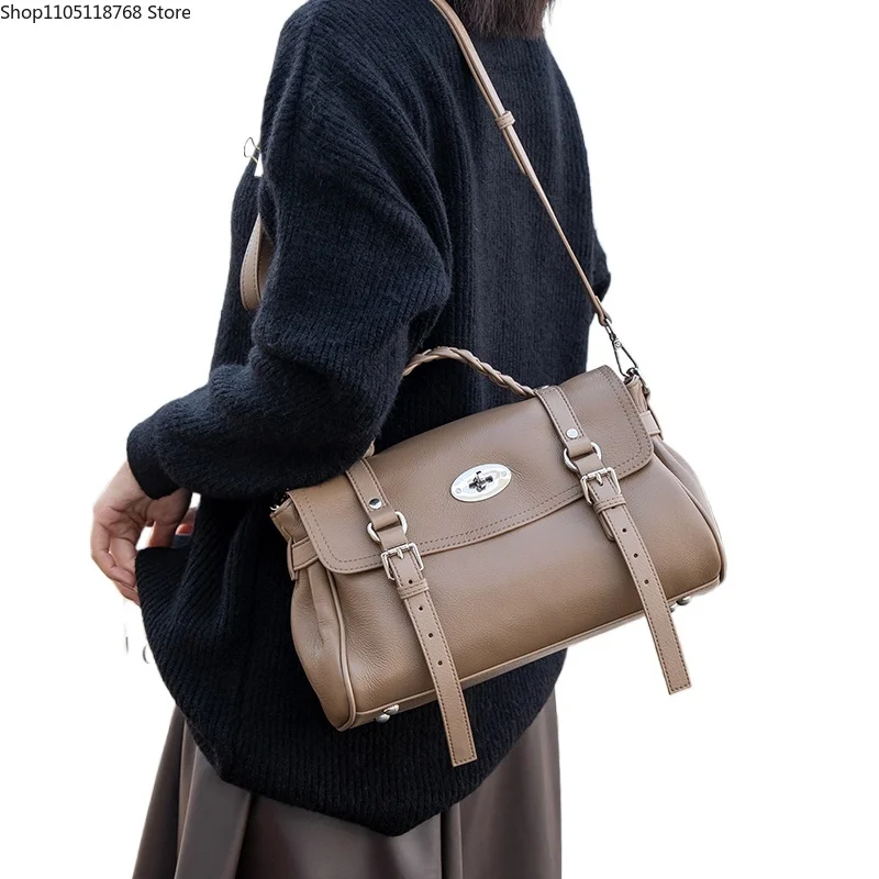 

Ручная сумка из натуральной коровьей кожи, женская сумка через плечо большой вместимости, женская элегантная мягкая мотоциклетная сумка