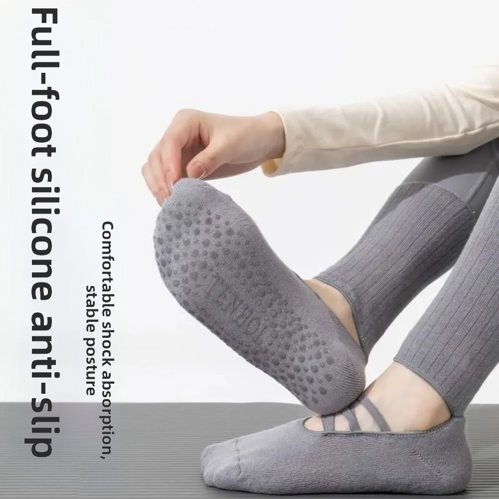 Kaus Kaki Pilates Katun Baru Kaus Kaki Yoga Sejuk Jalanan Harajuku Kaus Kaki Pegangan Bertali Anti-selip Penyerap Keringat untuk Wanita