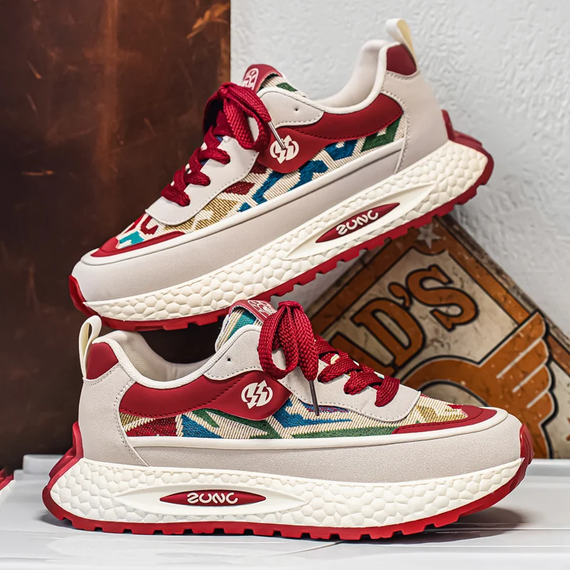 

Мужские молодежные кроссовки на массивной подошве Весна 2026 | Дышащие кроссовки на платформе, нескользящие, износостойкие, стильные, универсальные, повседневные, спортивные