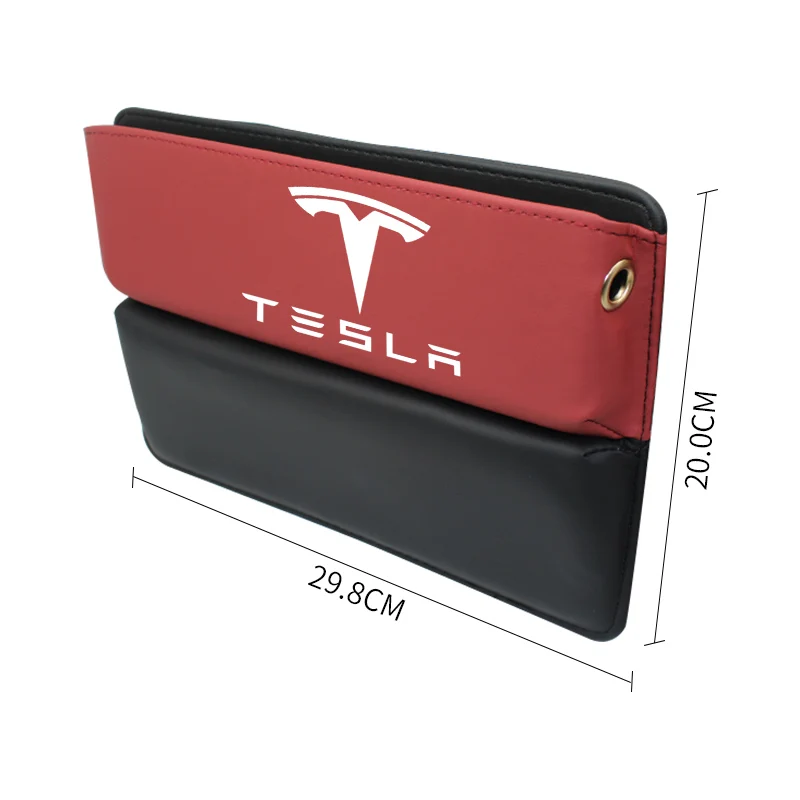 For Tesla Model 3 S X Model Y Logo Badge Car Seat Gap Organizer Console Crevice Filler Side Storage Box Interior Storage Pocket