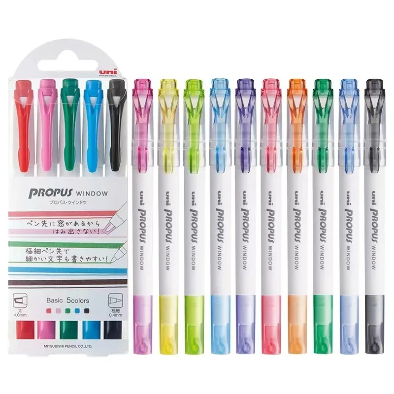 Japoński uni PROPUS zakreślacz do okien, 103T/102T Full Colores podwójna głowica ręczny długopis do znakowania kont bez rozmazywania Art Stationer — 2