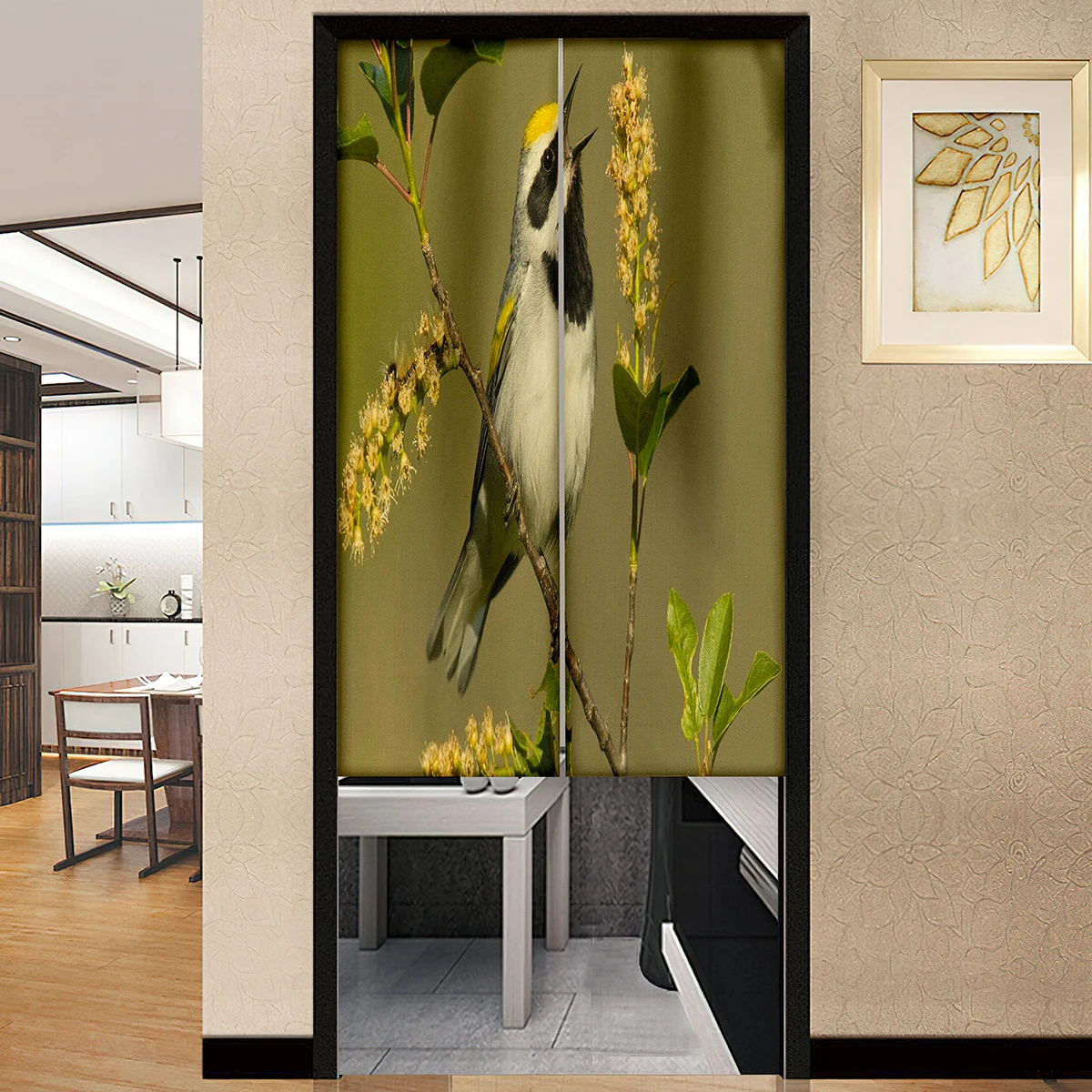 Nature Bird Animal Door Curtain Living Room Bedroom Partition Curtains Noren Japanese Entrance Feng Shui Hanging Half-Curtain