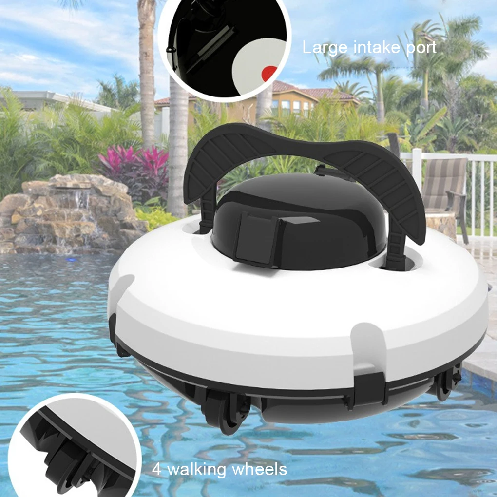 wireless Robotic Pool Cleaner Cleaner Automatic Vacuum Ability 120 Minutes Dual Motors Self Parking for Flat Ground Pools