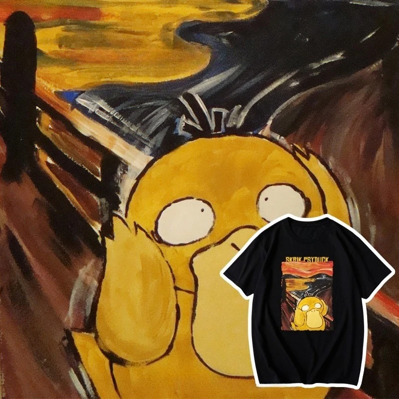 

Футболка с короткими рукавами Famous Painting Shouts Up To Duck, мужская и женская свободная и популярная летняя одежда для пар по индивидуальному заказу
