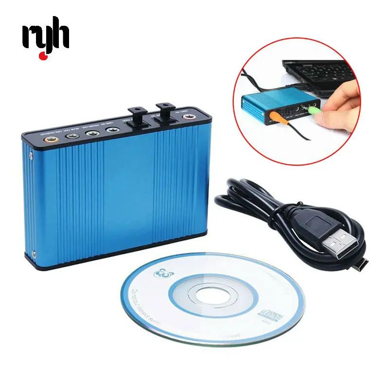 يو إس بي احترافي كارت الصوت 6 قناة 5.1 بطاقة الصوت الخارجية البصرية محول CM6206 شرائح لأجهزة الكمبيوتر المحمول سطح المكتب ميكروفون