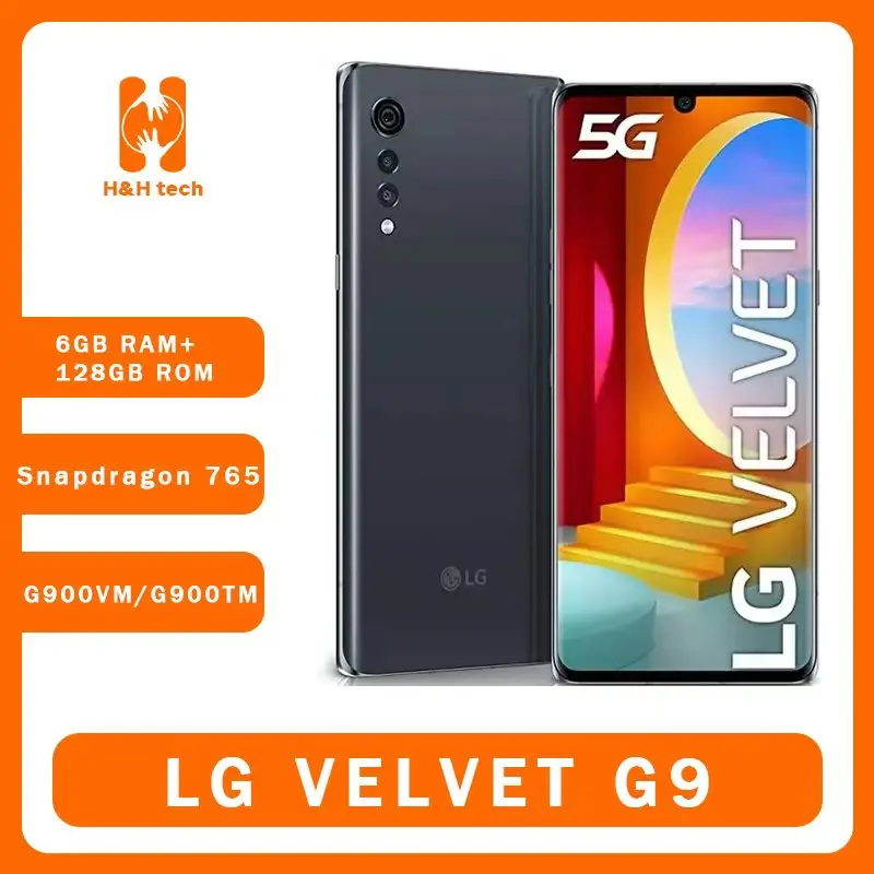 ปลดล็อคต้นฉบับ LG VELVET G9 G900VM G900TM 5G โทรศัพท์มือถือ 6.8 \'\'NFC 6GB + 128GB 48MP + 16MP Octa Core Android สมาร์ทโฟน 4G LTE