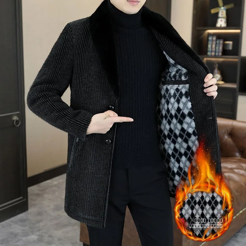 

Мужское зимнее пальто Thiened Fce: новая модель, тонкое, приталенное, из шерсти, для повседневной носки, с чистым дизайном, подходит как базовая одежда