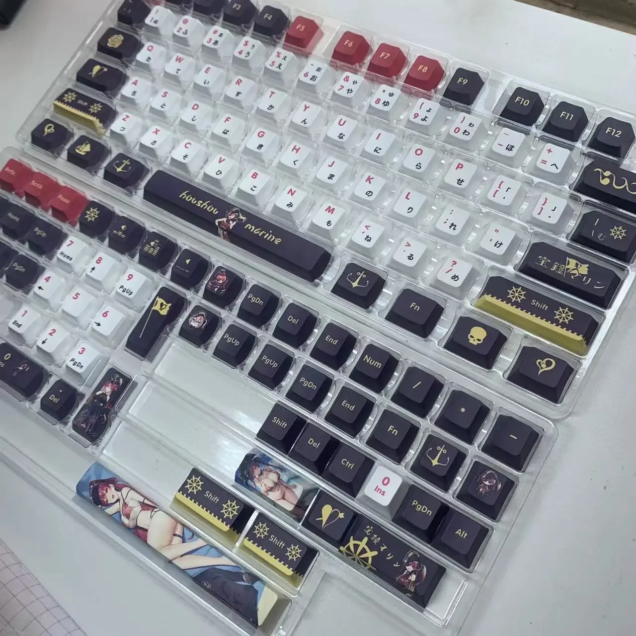 Houshou tampa chave marinha vtuber hololive capa chave pbt sublimação de tinta cereja mx interruptor de eixo cruzado keycap para teclado mecânico