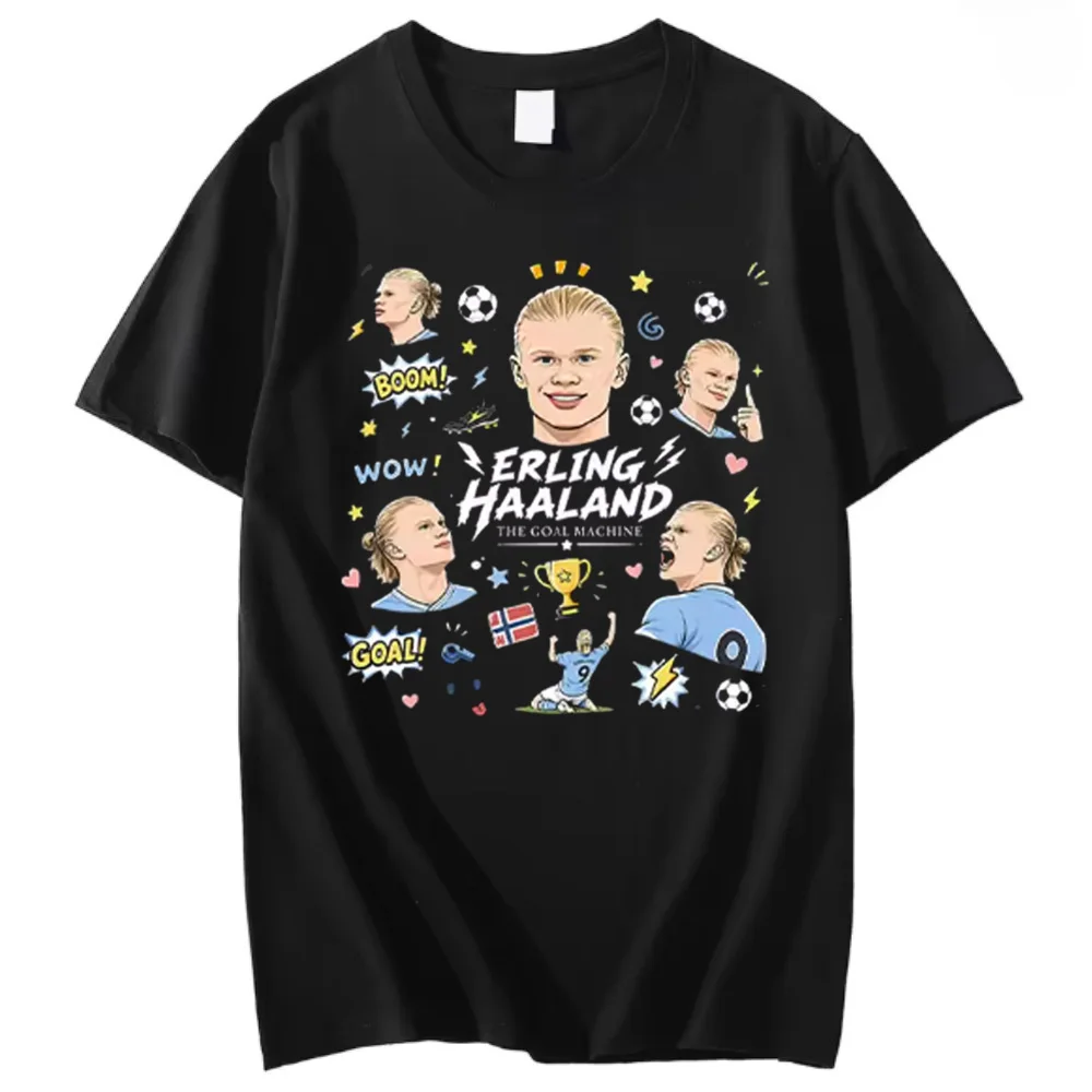 Erling Haaland Norway Vintage Cotton Tshirt For Men Women Round Neck Short Sleeve Tops Shirts 2026 Summer Tops