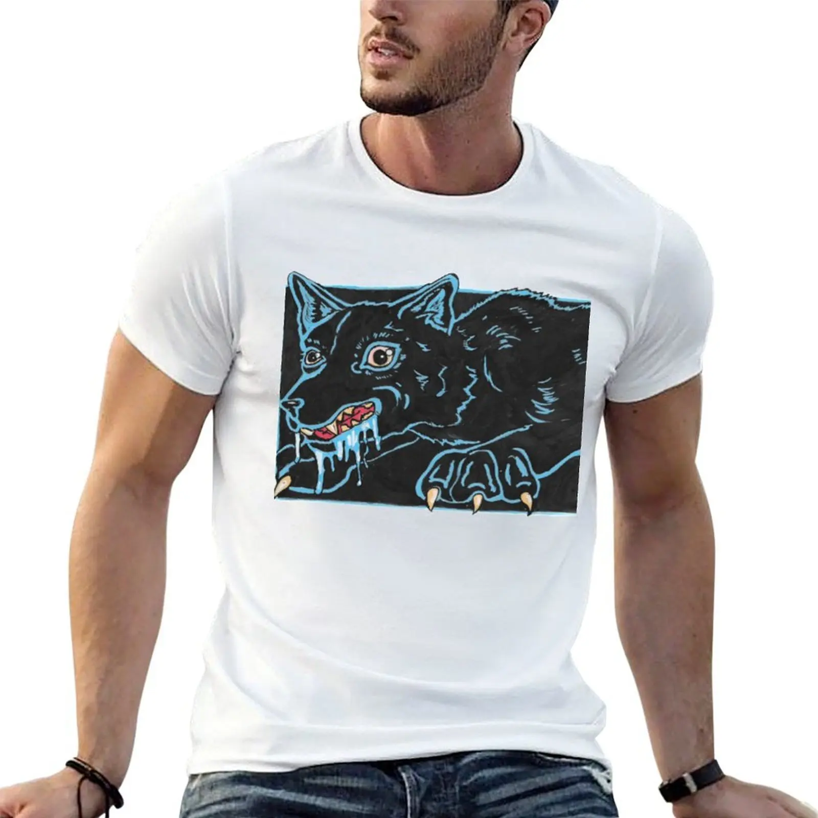 Black Snarling Hound T-Shirt topping croswit shirt man t shirts for men cotton