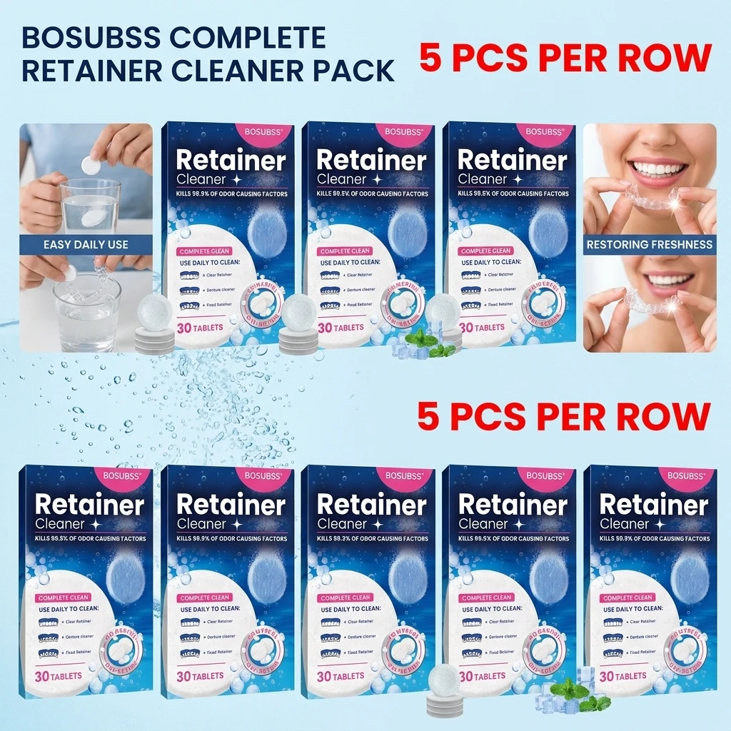 12/30pcs Denture Cleaning Effervescent Tablets Individually Packaged for Braces Retainers - Oral Care Cleaning Tablets