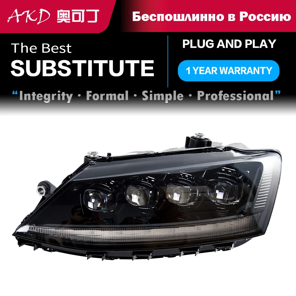 Auto Parts For VW Jetta MK6 Headlights 2011-2016 latest Styling LED Daytime Lights 4 lens Car Accesorios Modified