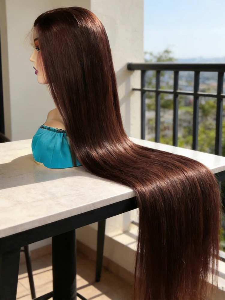 220% Schokoladenbraune 13x4 Straight Lace Front Perücke Brasilianische 13x6 HD Lace Frontal Perücken für Frauen 100% Echthaarperücke Vorgezupft