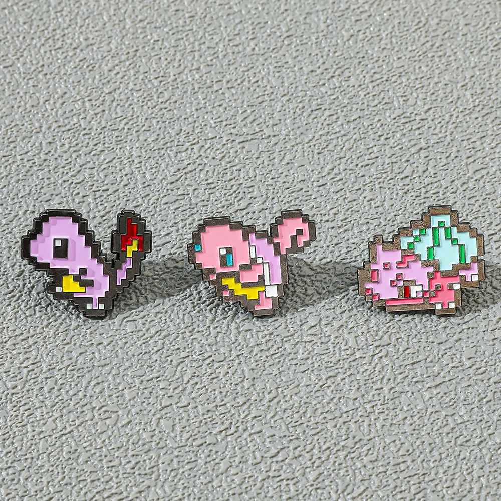 Cartoon Brooch Creative Pixel Elf Enamel Pin Metal Badge Jewelry Clothing Backpack Accessories Gifts