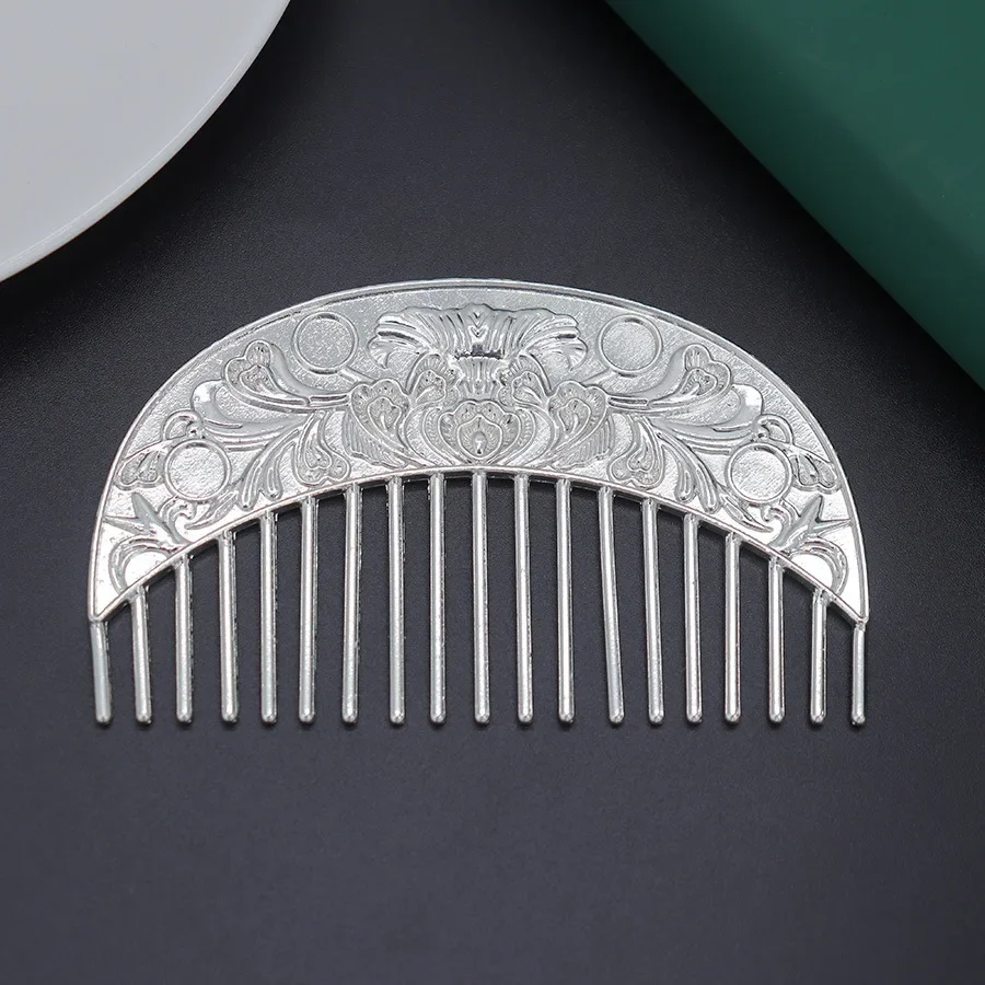 New Chinese Hairpin Retro Hair Comb Hanfu Dish Hairpin Hair Ornament Hollow Carved Comb Gold Ornament Metal Comb