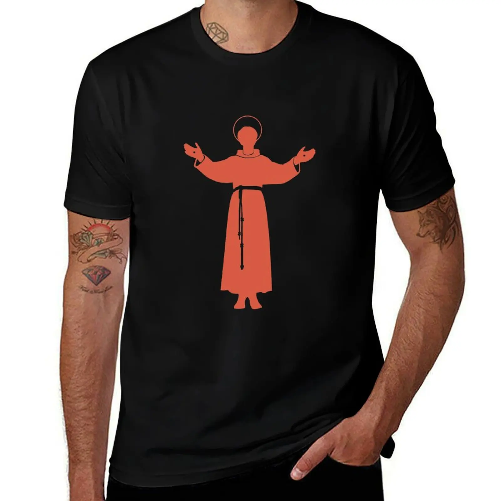 

Saint Francis prayer - Peace PAX Catholic T-Shirt anime figures summer clothes t shirts for men cotton