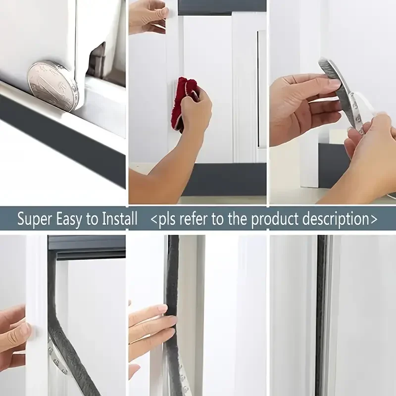 32.8 Feet Windproof Sealing Strip, Door and Window Sealing Strip, Self-Adhesive with Strong Adhesion, Soundproof, Airproof, Dustproof