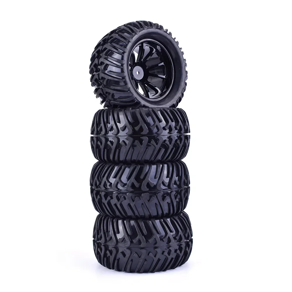 4 STKS HSP Truck Wiel Banden D128mm Rubberen Band Wielen in 12mm Hex Adapter voor 1/10 94111 94188 Off-road RC Auto's