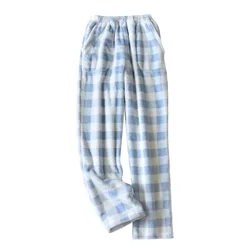 Comfortable Winter Thick Plaid Women's Flannel Pajama Pants High Waist Loose Casual Straight Big Size Fleece Warm Home Trousers