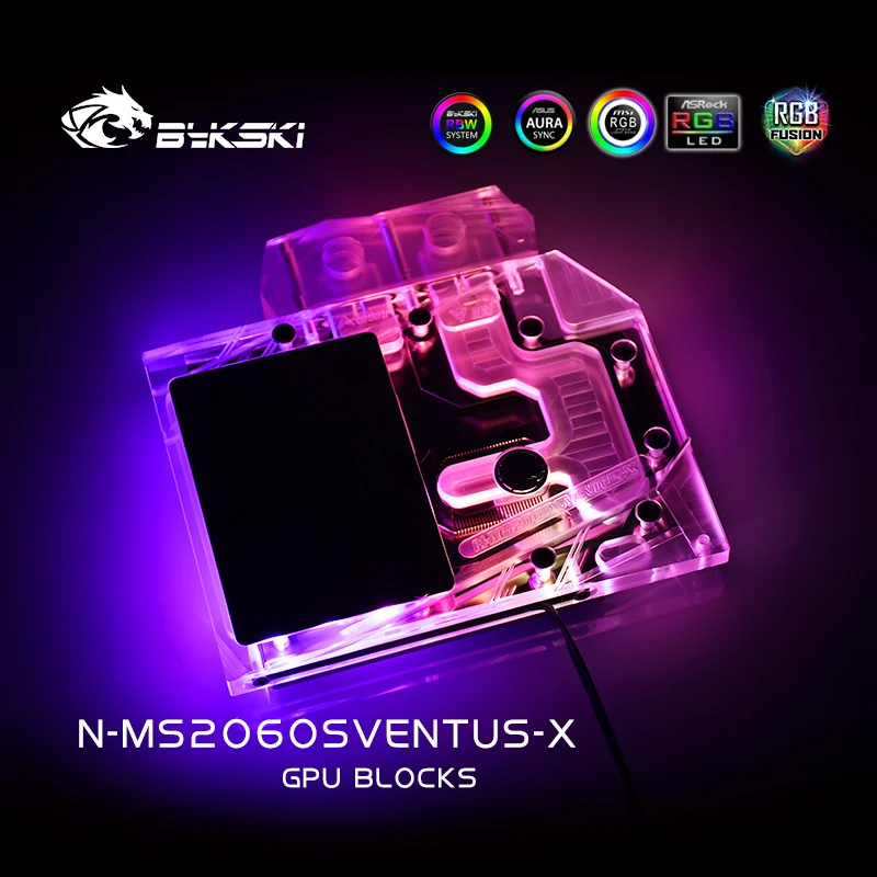 Imagem -04 - Bykski Uso Bloco de Água para Msi Geforce Rtx 2060 Super 8g Ventus xs c oc Cobertura Completa Bloco de Cobre do Radiador Rgb Luz