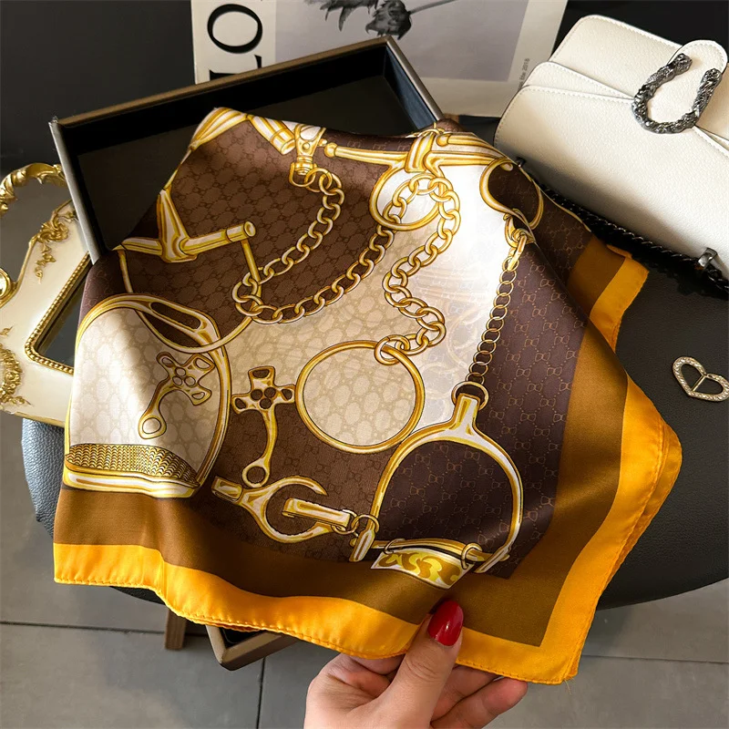 

70*70cm Square Silk Scarf for Women Fashion Ladies Satin Neck Hair Tie Bandana Female Foulard Beach Stoles Hijab Scarves Pareo