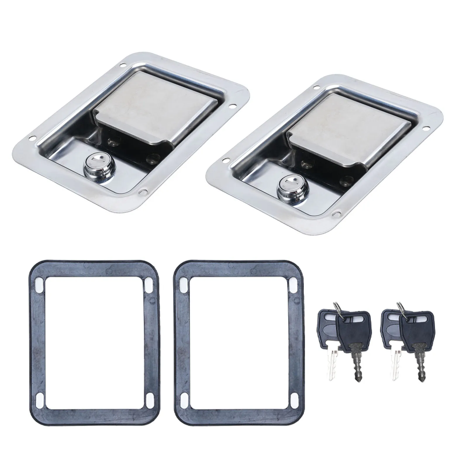 

140X108mm 2Pcs Toolbox Handle Latch Stainless Steel Waterproofing with Key Trailer Paddle Door Latch for Motorhome