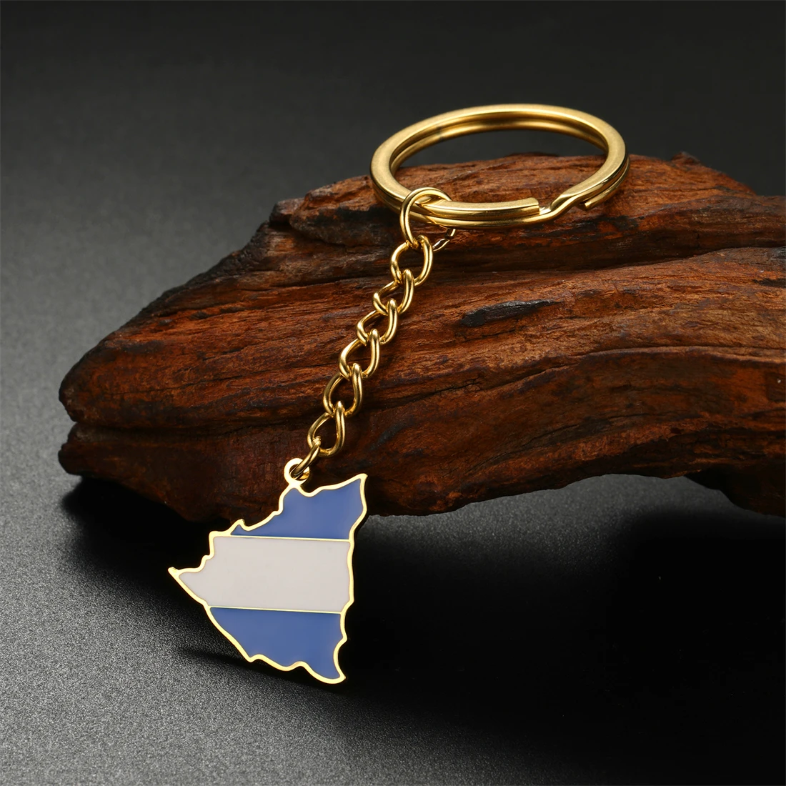 EUEAVAN Nicaragua Map Flag Pendant Keychain For Women Men Stainless Steel Gold Silver Color Nicaraguense Party Jewelry Wholesale