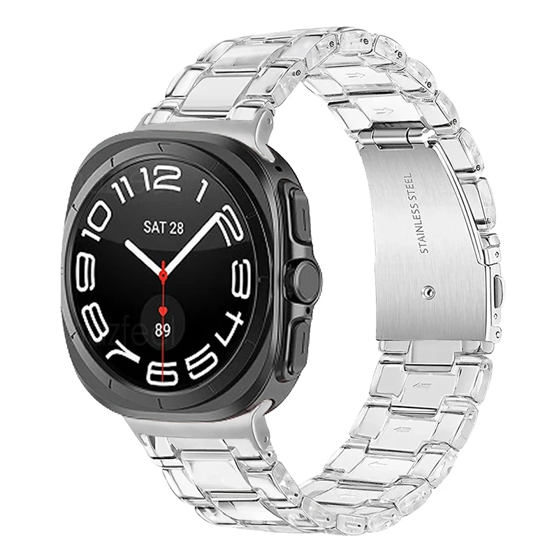 Прозрачный полимерный ремешок без зазоров для Samsung Galaxy Watch Ultra 47 мм, браслеты с изогнутым концом Correas для Galaxy Watch Ultra, 47 мм, ремешок для часов