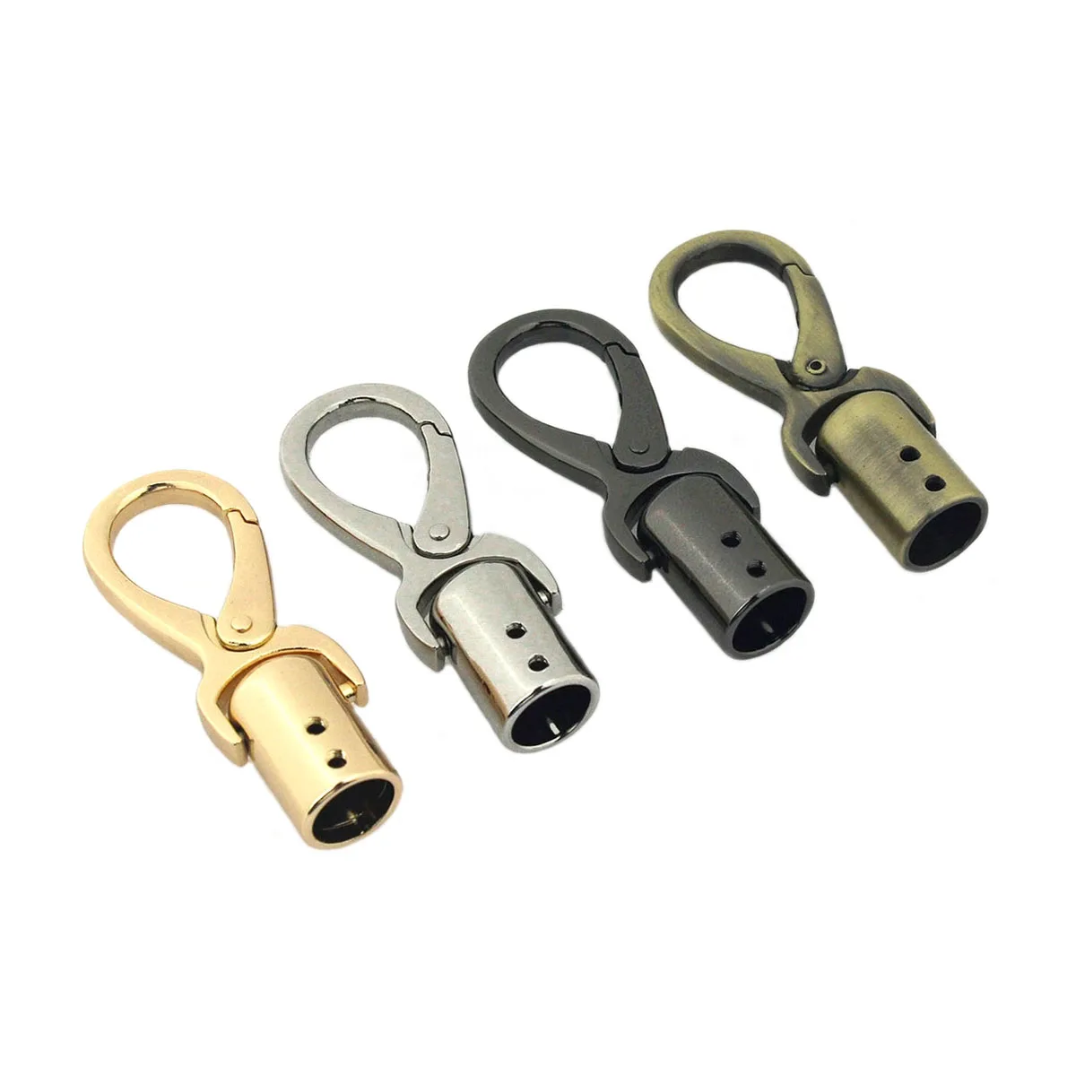 1pcs Metal Chain Leather Cord Crimps End Tip Caps Connectors Snap Hook Trigger Clasps Clips for Leather Craft Bag Strap Belt