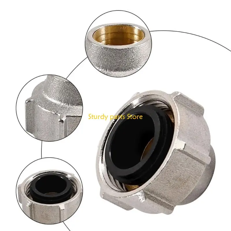 97qc 2pcs 15mmx3/4inch نظام التدفئة ضغط تركيب أنبوب النحاس النحاس أنبوب الجوز محول خرطوم تركيب محول