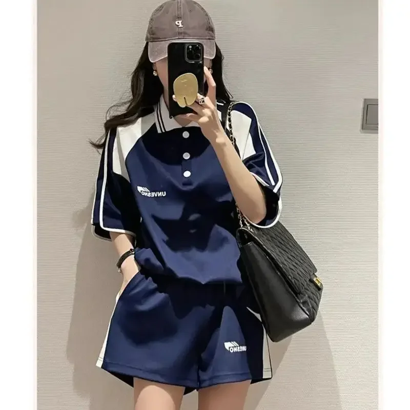 Luxury Brand 2-piece Set Short Sleeved Shirt Shorts Sportswear Y2k Tops Sports Suit Loose Korean Fashion Outdoor Sport New