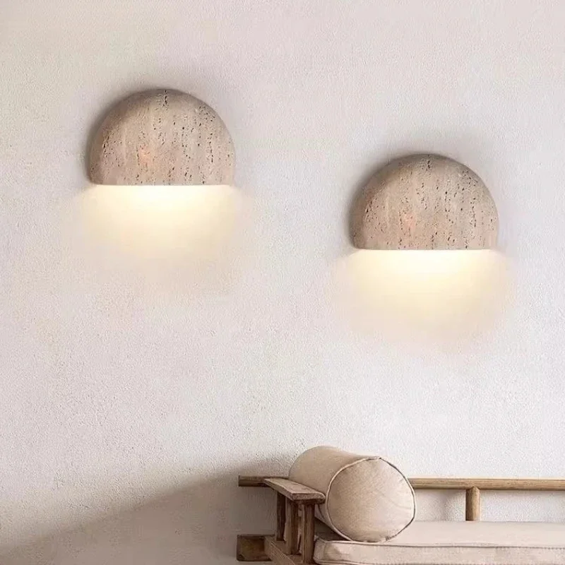 SANDYHA Natural Amarelo Caverna Pedra Lâmpada de Parede Meio Círculo Design LED Luz Iluminação Interior para Sala de estar Quarto Decoração de Casa