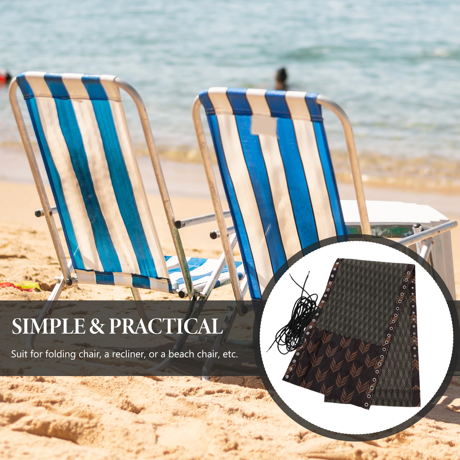 

1Set Beach Chair Cloth Exquisite Accessory Durable Ropes Included Multifunctional Design Various Loungers Compatible