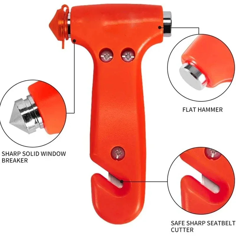 Kit di salvataggio di emergenza per auto strumento di fuga di emergenza per incidenti stradali, martello di sicurezza per auto con interruttore per