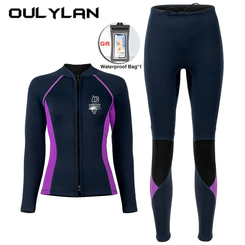 

Oulylan 3MM Men Neoprene Surfing Scuba Wetsuit Snorkeling Swimming Split Wet Suit Long Sleeved Pants Surf Kitesurf Clothes