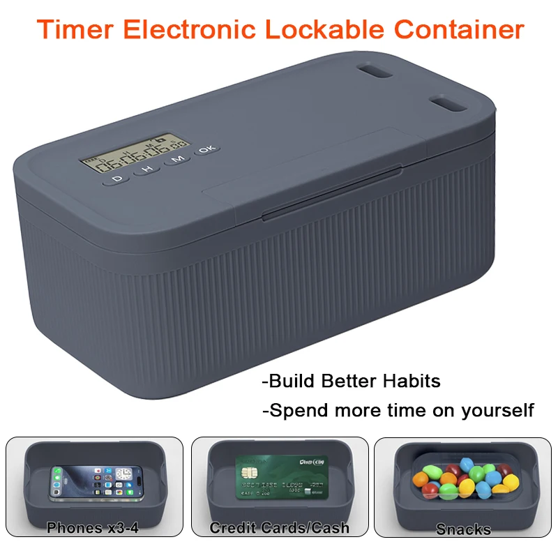 Smart Timer Electronic Lockable Container with Combination Lock and Digital Timer Multi Function Personal Storage Boxes