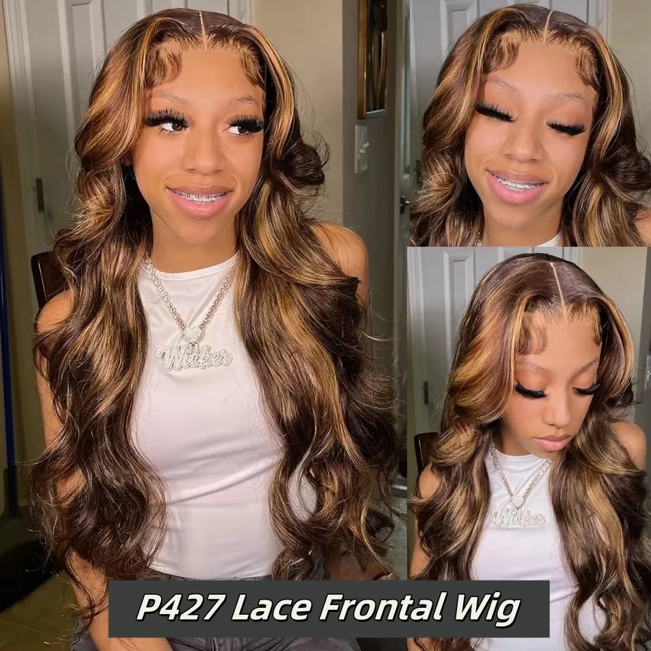 Highlight Wig Human Hair 1B/30 Glueless Body Wave Human Hair Wigs Brazilian Ombre Lace Front Wig 13x6 HD Lace Frontal Wig