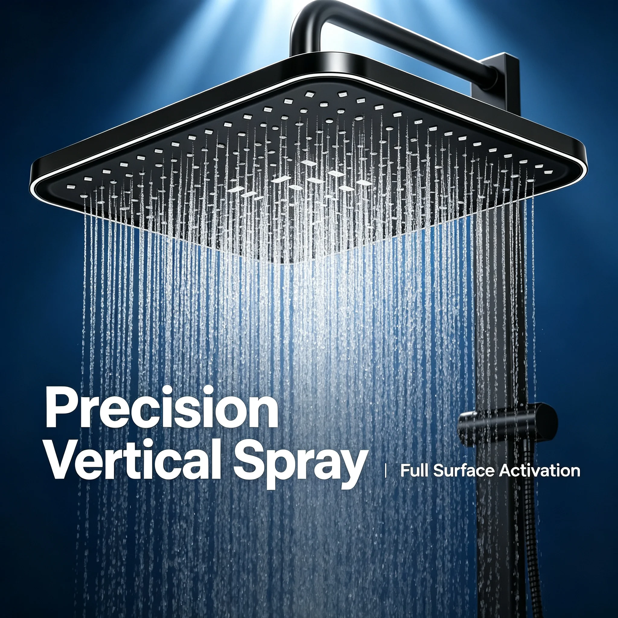 Extra Big Square Rain Shower Head Combo Set, Powerful High Flow Overhead Shower with Multi-function Handheld Sprayer