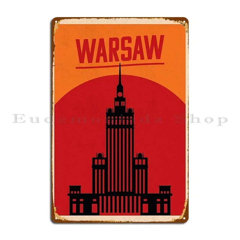 Warsaw Poland Travel Metal Plaque Poster Wall Cave Classic Create Wall Plaque Garage Tin Sign Poster