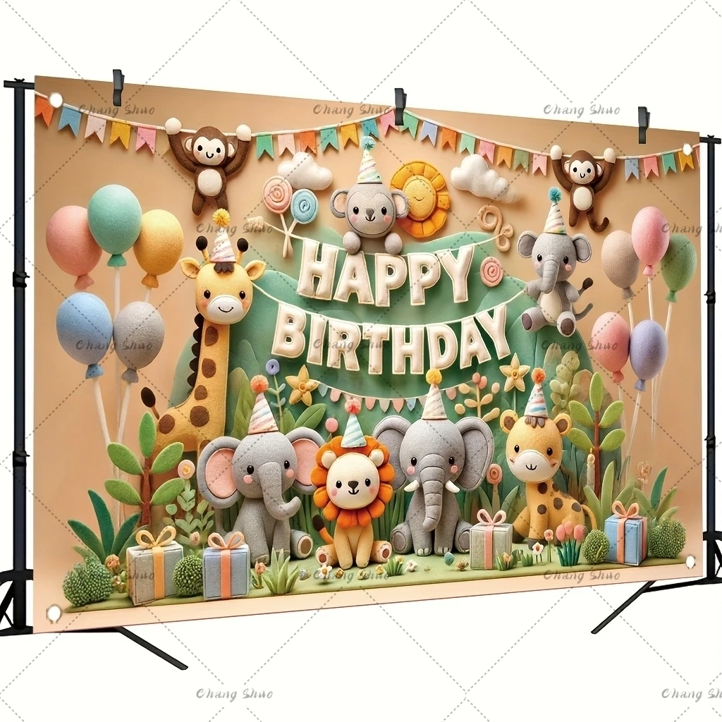 Jungle Animal Safari Party Background Backdrop Wild One 1st Happy Birthday Party Decoration Newborn Baby Shower Photo Background