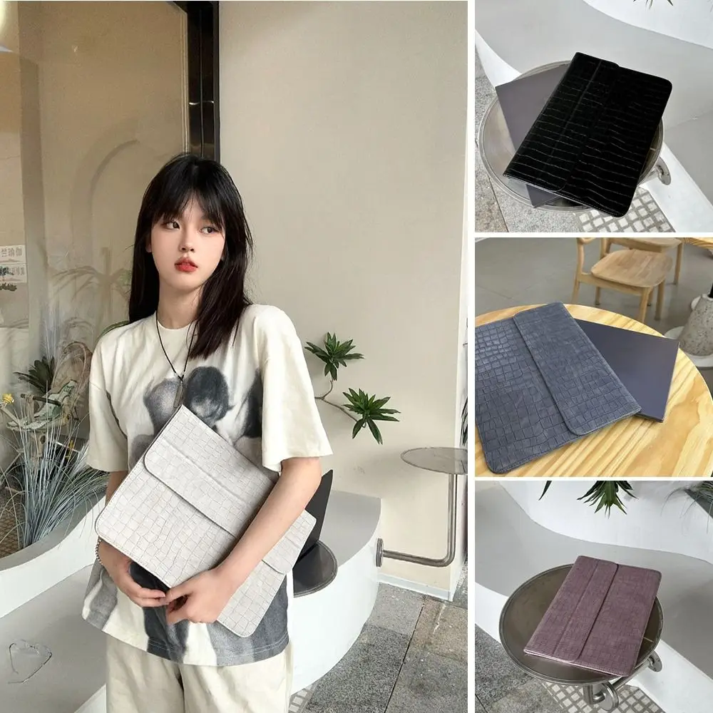 

Leather Pattern Design Laptop Sleeve Carring Case 13 13.3 14.1 15.6 Inch Bracket Function Laptop Bag for Lenovo Dell LG16